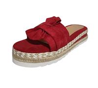 Generisch Sandales ouvertes pour femme avec semelle intérieure tissée, talon compensé antidérapant, bout perméable à l'air pour des promenades détendues sur la plage, chaussures à enfiler sans effort