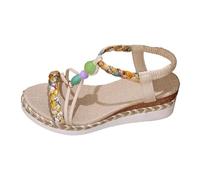 Generisch Sandales plates bohème sans effort avec un design élégant et droit pour les sorties d'été décontractées, chaussures à talons aérées, Vert clair., 42 EU