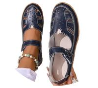 Generisch Sandales plates confortables avec soutien de la voûte plantaire Sandales décontractées à bout fermé pour femmes, Chaussures plates creuses larges, Sandales tendance, bleu, 39 EU