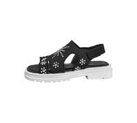 Generisch Sandales plates d'été pour femme - Chaussures ouvertes élégantes et confortables - Sandales d'été avec paillettes et strass - Sandales à plateforme pour les loisirs et le quotidien, Noir