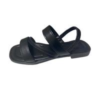 Generisch Sandales plates pour femme avec claquettes décontractées et tendance, sangle à bout ouvert, fermeture éclair à l'arrière, semelle compensée pour l'été, Noir , 37 EU 3X-Étroit