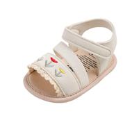 Generisch Sandales pour bébé avec fleurs brodées - Jolies chaussures d'été pour tout-petits avec semelle souple - Premières chaussures avec fermeture adhésive, Style C01 blanc, 22 EU