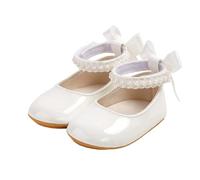 Generisch Sandales pour bébé avec semelle souple et nœud - Petites chaussures pour bébé avec fermeture adhésive - Premières chaussures pour tout-petits, Style M04 blanc, 22 EU