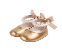 Generisch Sandales pour bébé avec semelle souple et nœud - Petites chaussures pour bébé avec fermeture adhésive - Premières chaussures pour tout-petits, Style M03 doré, 20 EU