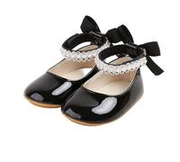 Generisch Sandales pour bébé avec semelle souple et nœud - Petites chaussures pour bébé avec fermeture adhésive - Premières chaussures pour tout-petits, Style M02 noir, 19 EU