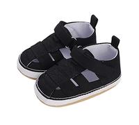 Generisch Sandales pour bébé pour tout-petits - Design creux respirant avec fermeture - Chaussures d'apprentissage confortables pour garçons et filles, Noir , 19 EU