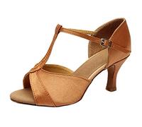 Generisch Sandales pour femme avec talon - Chaussures d'été pour femme - Bout ouvert - Chaussures de danse latine - Talons hauts - Boucle - Sandales élégantes - Chaussures de danse croisées, marron