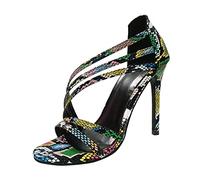 Generisch Sandales pour femme avec talons, escarpins, sandales de danse, sandales d'été, chaussures élégantes, pour fête, bal de fin d'année, talons hauts, sandales en satin avec talon Slingback avec