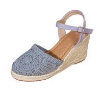 Generisch Sandales pour femme, bout fermé, dessus tressé, talon compensé léger, chaussures d'été confortables pour tenues polyvalentes, chaussures de plage d'été élégantes, chaussures de loisirs pour