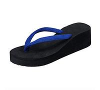 Generisch Sandales pour femme Chaussures de plage Plateforme Bohème compensées Pantoufles pour femme Chaussures de collège pour femme 43, bleu, 37 EU