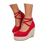 Generisch Sandales pour femme - Espadrilles compensées - Sandales à talon compensé - Style bohème - Chaussures d'été - Chaussures pour femme - Chaussures avant fermées - Chaussures de danse vintage