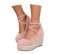 Generisch Sandales pour femme - Espadrilles compensées - Sandales à talon compensé - Style bohème - Chaussures d'été - Chaussures pour femme - Chaussures avant fermées - Chaussures de danse vintage