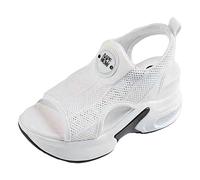 Generisch Sandales pour femme - Pour le printemps et l'été - Semelles épaisses coréennes - Talons hauts - Avec poisson - Bouche - Talon suspendu - Talon élévateur, Blanc., 38 EU Large