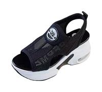 Generisch Sandales pour femme - Pour le printemps et l'été - Semelles épaisses coréennes - Talons hauts - Avec poisson - Bouche - Talon suspendu - Talon élévateur, Noir , 38 EU Large