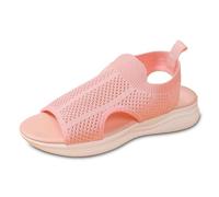 Generisch Sandales tendance pour femme avec bout ouvert pour un usage quotidien - Dessus en maille respirante - Semelle plate confortable pour les tenues d'été, Rose, 42 EU