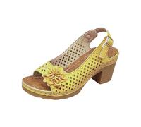 Generisch Sandales Wedge pour femme - Sangle de cheville - Sandales de plage - Sandales à plateforme avec fleurs - Sandales d'été à lanières antidérapantes - Pantoufles de vacances - Tongs à bout