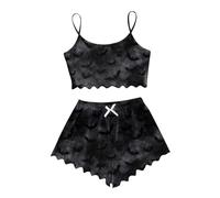 Generisch Schlafsachen Ensemble de shorts pour femme pour femme, vêtements d'intérieur décontractés, imprimé Halloween, vêtements de tous les jours confortables, Noir , XXL