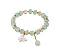 Generisch Schritt Und Kalorienzähler Armband 2024 New Imitation Jade Butterfly Glass Bracelet Children's Bead Bracelet Armbanduhr Foto (Green, A)