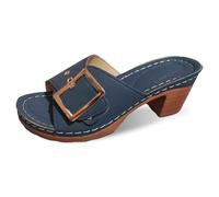 Generisch Scuff Chaussons décontractés pour femme, pour le quotidien, design des orteils, dessus et talon compensé, chaussures confortables à enfiler pour le printemps et l'été, Marine, 36 EU