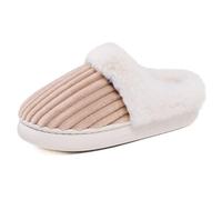 Generisch Scuff Chaussons d'hiver pour femme avec doublure en polaire Chaussures confortables pour l'intérieur et l'extérieur avec semelle souple Design confortable, kaki, 45 EU