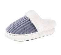 Generisch Scuff Chaussons d'hiver pour femme avec doublure en polaire Chaussures confortables pour l'intérieur et l'extérieur avec semelle souple Design confortable, gris, 45 EU