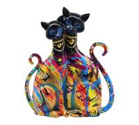 Generisch Sculpture de Chat coloré, décor de Chat coloré | Statue de Chaton en résine, Figurine créative de Couple de Chats, Peinture à l'huile Moderne, Sculpture Animale pour décoration de Bureau