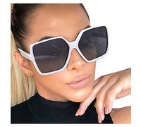 Generisch Sehhilfen Lunettes de soleil à monture large pour femme Sans correction Homme, Blanc., Taille unique