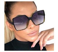 Generisch Sehhilfen Lunettes de soleil à monture large pour femme Sans correction Homme, gris, Taille unique