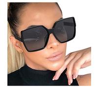 Generisch Sehhilfen Lunettes de soleil à monture large pour femme Sans correction Homme, Noir , Taille unique