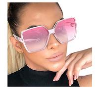 Generisch Sehhilfen Lunettes de soleil à monture large pour femme Sans correction Homme, Rose, Taille unique