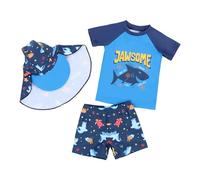 Generisch Serpillère Costume Bébé Garçon Maillot de Bain Été Sports nautiques Maillot de Bain Court Plage Hauts Et Shorts Chapeaux 3 Pièces Maillots de Bain Vacances Costume de Noël Enfants, bleu, 6