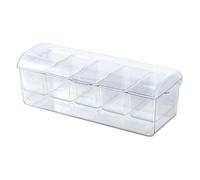 Generisch Serveur à épices refroidie - Bac à glaçons | Plateaux à sandwich en polypropylène transparent, 48,3 x 17,8 x 15,2 cm, 5 compartiments, porte-aliments avec couvercle, chambre à glace pour