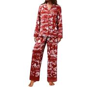 Generisch Service à domicile en satin de soie pour femme avec un design imprimé élégant pour une détente élégante et un confort luxueux à la maison, rouge, XL