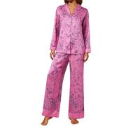 Generisch Service à domicile pour femme en satin de soie avec un design imprimé élégant pour un confort luxueux à la maison pour une détente élégante le soir, rouge, XL