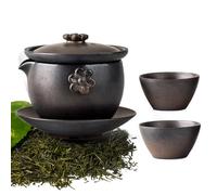 Generisch Service à thé japonais, tasses à thé en céramique | Service à thé en verre et vaisselle à boire | Tasses à thé antidérapantes, design anti-brûlure pour infuser du thé noir, thé vert Pu-Erh
