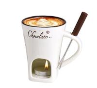 Generisch Set de tasses à fondue au chocolat - Tasse à fondue au chocolat - Tasse à fondue au chocolat pour fromage, chocolat, beurre et caramel - Tasse à fondue en céramique