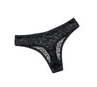Generisch Sexy Dentelle Basse Patchwork pour Femmes Couleur Culotte Tanga Taille Solide, Noir , 3XL