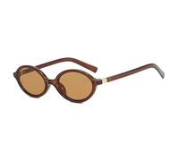 Generisch Sexy Petites lunettes de soleil ovales Léopard Femmes Lovely Ins Pas de maquillage Lunettes unies Monture Lunettes mignonnes décoratives pour ordinateur hommes, Thé marron, Taille unique