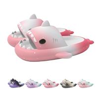 Generisch Sharky Chanclas Chaussons de bain antidérapants en forme de requin Unisexe, rose, blanc, rouge, 36/37 EU