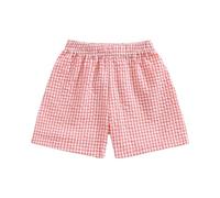 Generisch Short 2026 pour tout-petits et bébé décontracté d'été à carreaux vichy / seersucker taille élastique ourlet à volants, Rose, 9-12 mois