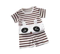 Generisch Short à manches courtes pour fille - Ensemble de deux pièces - T-shirt noir 128, café, 12-18 mois