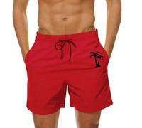 Generisch Short bermuda court pour homme - Pantalon de jogging léger - Coupe ample - Short de plage confortable pour l'extérieur - Short d'été décontracté chino stretch - Taille élastique, rouge, M