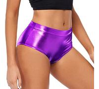 Generisch Short booty métallique taille haute pour femme comme pantalon de clubwear rave pour danser dans un short élégant, lilas, S