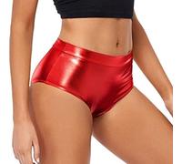 Generisch Short booty métallique taille haute pour femme comme pantalon de clubwear rave pour danser dans un short élégant, rouge, M