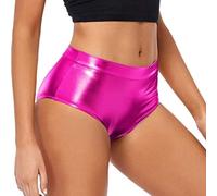 Generisch Short booty métallique taille haute pour femme comme pantalon de clubwear rave pour danser dans un short élégant, Rose, S