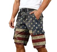 Generisch Short cargo décontracté pour homme avec imprimé patriotique jour de l'indépendance, coupe ample confortable avec poches pratiques pour un usage quotidien, bleu, XXL