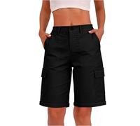 Generisch Short cargo en polyester pour femme, longueur genou, décontracté, couleur unie, coupe haute, jambe large, short de randonnée et de course 2026 Protest Short pour femme, Noir , XL