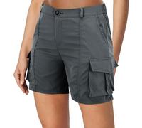 Generisch Short cargo pour femme - Short d'été - Short de travail - Bermuda court - Multipoches - Short de sport pour femme - Short de course - Taille haute - Short de loisirs, gris foncé, S