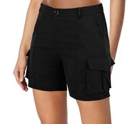 Generisch Short cargo pour femme - Short d'été - Short de travail - Bermuda court - Multipoches - Short de sport pour femme - Short de course - Taille haute - Short de loisirs, Noir , S