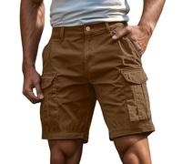 Generisch Short cargo pour homme - Bermuda et travail - Avec fermeture éclair - Plus de poches - Short de sport d'extérieur - Couleur unie - Classique - Pantalon de travail - Bermuda - Pantalon